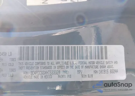 2017 Dodge Journey Crossroad Plus z USA, uszkodzony, nr VIN 3C4PDCGGXHT533320